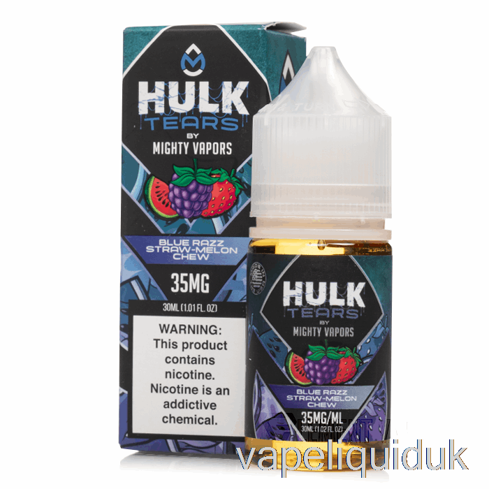 Blue Razz Straw Melon Chew - Hulk Tears Salts - 30mL 50mg Vape Juice